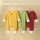 Baby Solid Color Zipper Romper