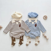Baby Striped Lapel Bodysuit