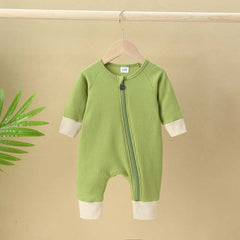 Baby Solid Color Zipper Romper