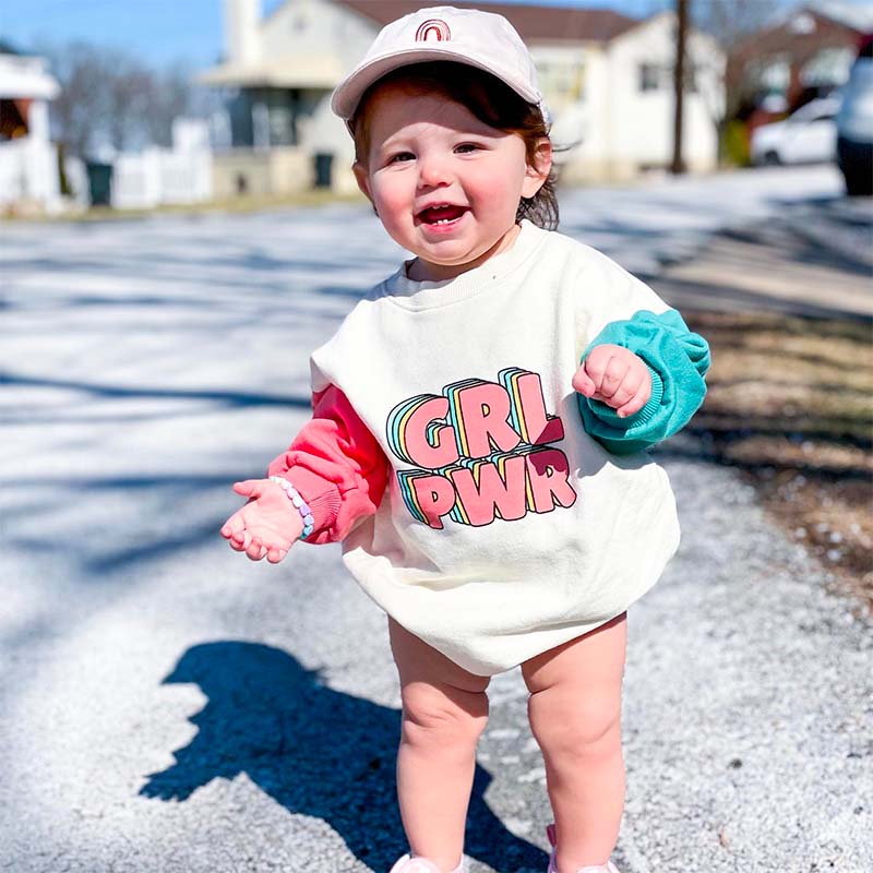 GRL POWER Baby Contrast Sleeve Bodysuit