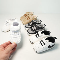 Spring and Autumn 1-year-old Baby Soft Bottom Non-slip Sports White Shoes