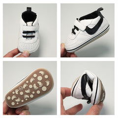 Spring and Autumn 1-year-old Baby Soft Bottom Non-slip Sports White Shoes