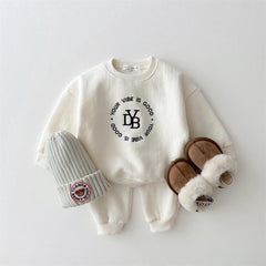 Autumn and Winter Printed fleece-lined Sweater for Boys and Girls