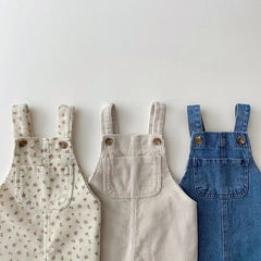 Children's clothing autumn and winter floral Denim strap pants