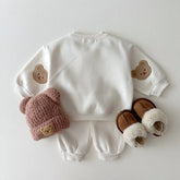 small and medium-sized children's cute bear cotton children's clothing sweater pants two-piece set