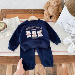 Bear Casual Sweatshirt Pants Two-piece Suit