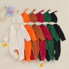 Infant Solid-Color Footed Crawling Suits