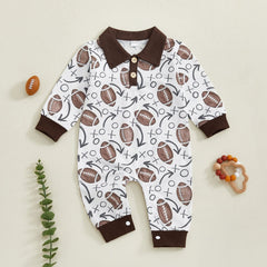 Baby Rugby Polo Long Sleeves Print Romper