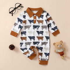 Baby Cowboy Polo Short Print Romper