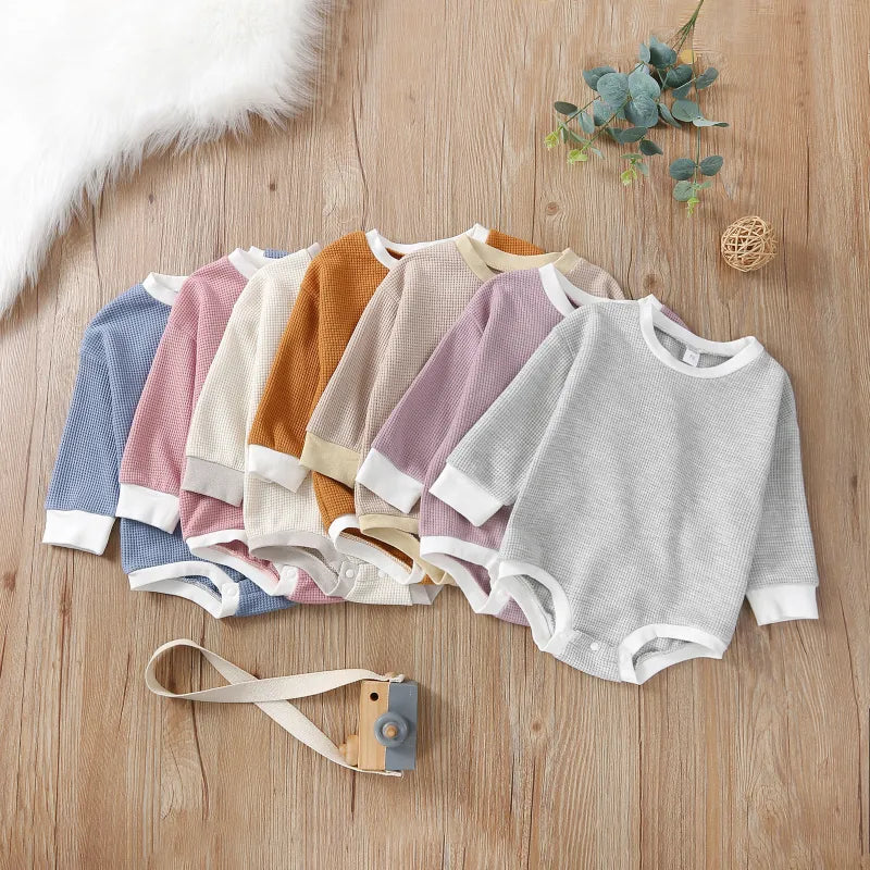 Baby Solid Color Round Neck Bodysuit