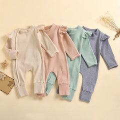 Baby Solid Color Zipper Romper
