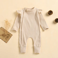 Baby Solid Color Zipper Romper