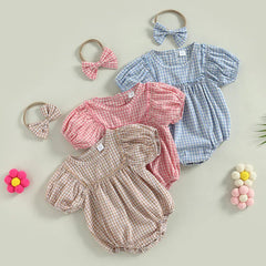 Baby Girl Plaid Print Romper