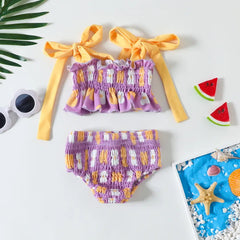 2-Piece Baby Girl Flower Swimsuit Set