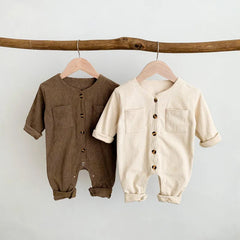 Baby solid color open button romper