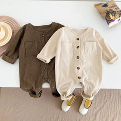 Baby solid color open button romper