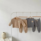 2 piece baby smiley face solid color suit