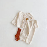 2 piece solid color Bear print suit