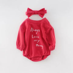 Baby solid color letter print Bodysuit