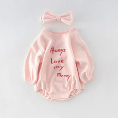 Baby solid color letter print Bodysuit