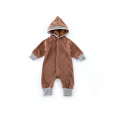 Baby solid color hooded romper