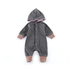 Baby solid color hooded romper