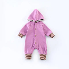 Baby solid color hooded romper