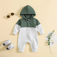 Baby Color block Hooded Onesie