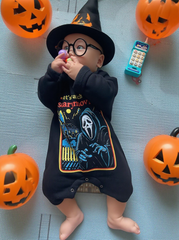 Baby Let's Watch Scary Movies Print Romper