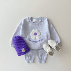 2pcs Baby Fower Casual Set