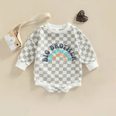 Big Brother Print Plaid Round Neck Bodysuit