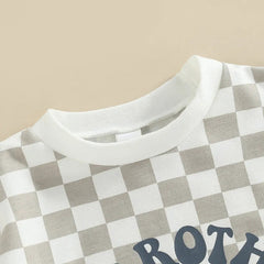 Big Brother Print Plaid Round Neck Bodysuit