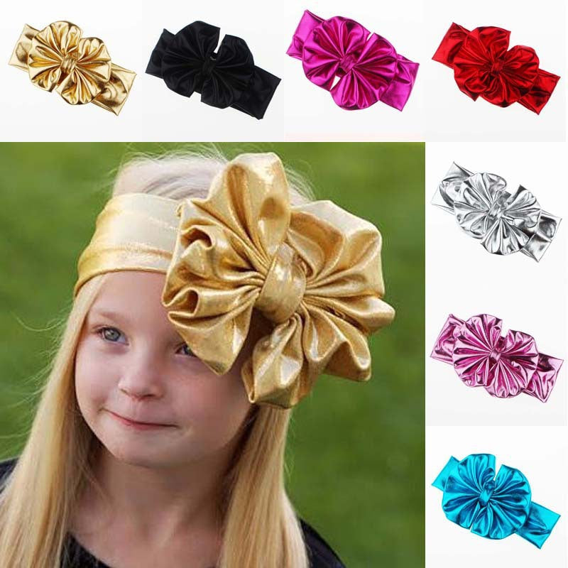 Baby Girl Bronzing Metal Color Bow Headband