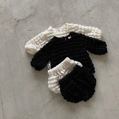 2pcs Baby Bubble Square Neck Set