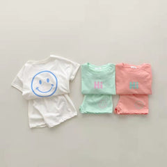 2-Piece Baby Smiley Face Print Set