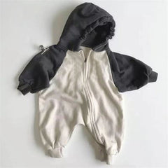 Baby Splicing Sleeve Hooded Romper