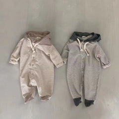 Baby Striped Hooded Romper