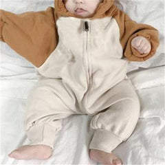 Baby Splicing Sleeve Hooded Romper