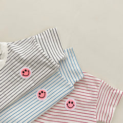 2-Piece Baby Stripes Smiley Print Set