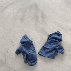 Baby Denim Hooded Bodysuit