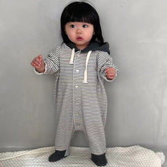 Baby Striped Hooded Romper