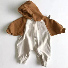 Baby Splicing Sleeve Hooded Romper