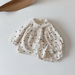 2-Piece Baby Bow Print Set