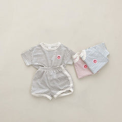 2-Piece Baby Stripes Smiley Print Set