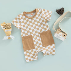 Baby Checkered Pocket Romper