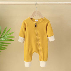 Baby Solid Color Zipper Romper