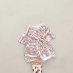 2-Piece Baby Stripes Smiley Print Set