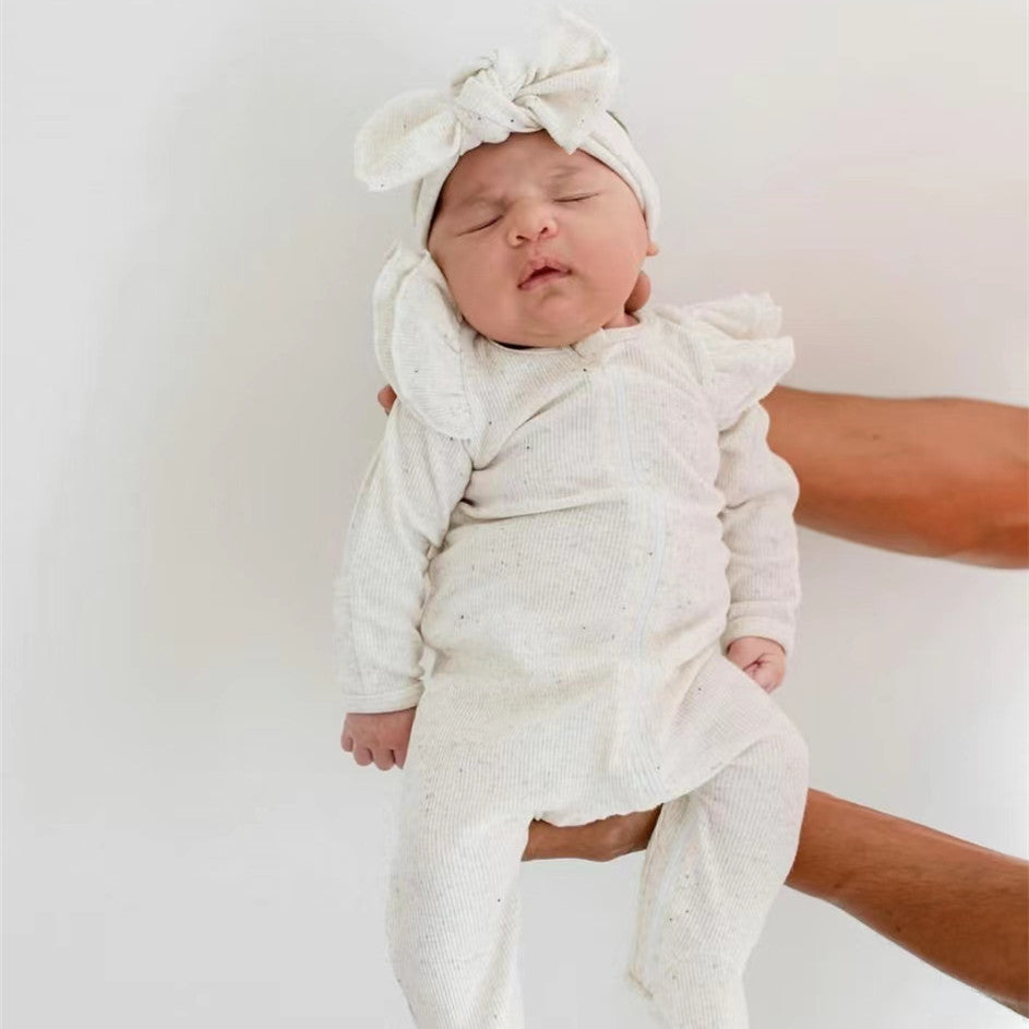 Baby Solid Color Romper +Headband