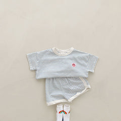 2-Piece Baby Stripes Smiley Print Set