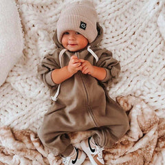 Baby Solid Color Hooded Romper